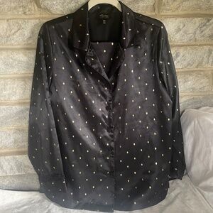 Thalia Sodi Cheetah Pajama Set For Women Black with Diamond Design Size M